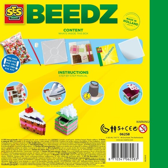 New in Box SES  Iron on Beads Beedz 3D Cake Boxes 1800 Pcs w/Accessories Age 5+ - Picture 15 of 16